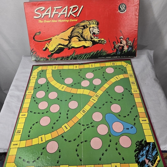 Vintage 1950 Safari Board Game  Selchow & Righter co Hunting Game  COMPLETE - Picture 2 of 9